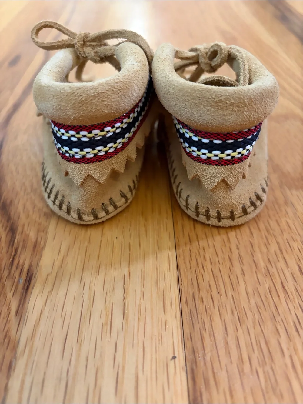 Minnetonka Kids Suede Moccasins in Tan